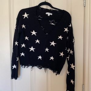 distressed star sweater